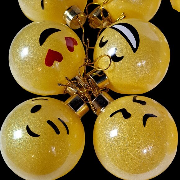 12 Piece Glass Emoji Christmas Balls Ornaments Pendant for Christmas Tree - Picture 5 of 15